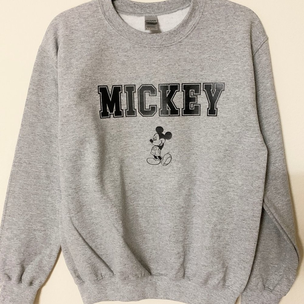 Large] MlCKEY printed H.grey Fleece sweatshirt